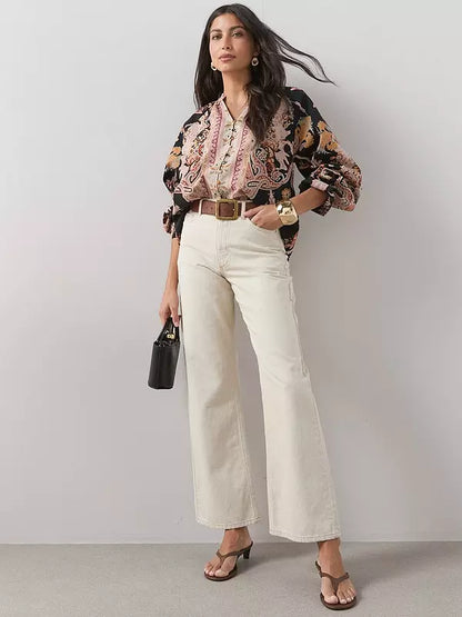 Printed Button Detail Co-ord Blouse Print