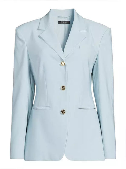 Fitted Longline Blazer-Light Blue