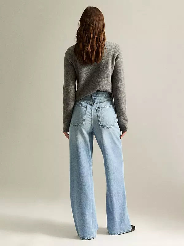 Light Blue Adalae High Waisted Wide Leg Jeans