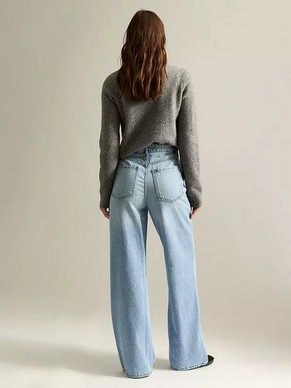 Light Blue Adalae High Waisted Wide Leg Jeans