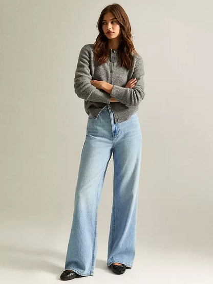 Light Blue Adalae High Waisted Wide Leg Jeans