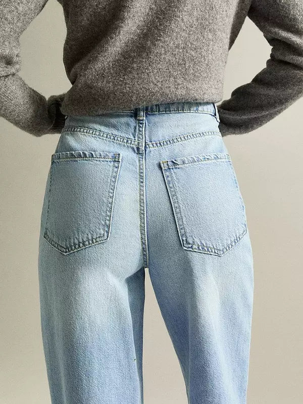 Light Blue Adalae High Waisted Wide Leg Jeans