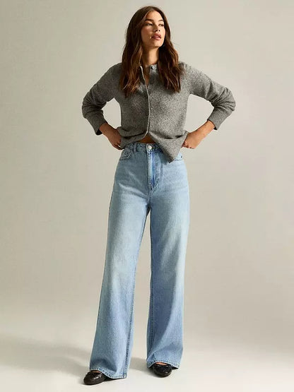 Light Blue Adalae High Waisted Wide Leg Jeans
