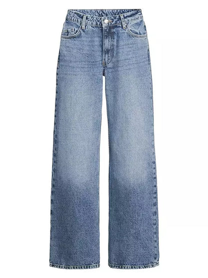 Mid Wash Blue Low Rise Baggy Jeans