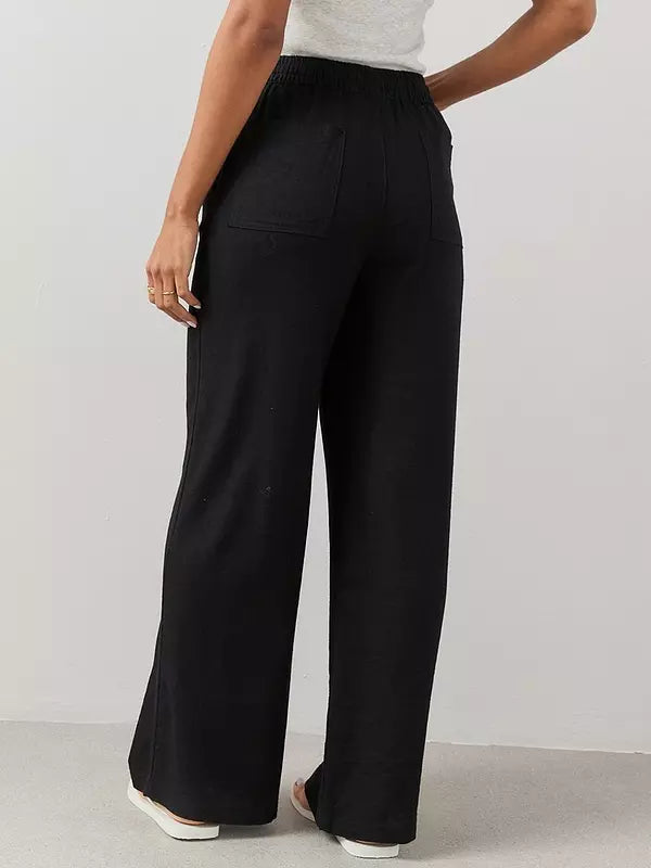 Linen Blend Wide Leg Trouser