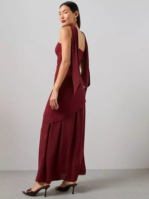 Scarf Bandeau Midaxi Dress Dark Red