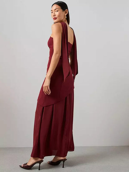 Scarf Bandeau Midaxi Dress Dark Red
