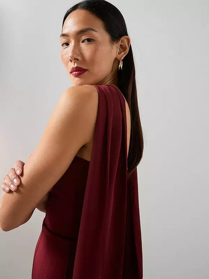 Scarf Bandeau Midaxi Dress Dark Red
