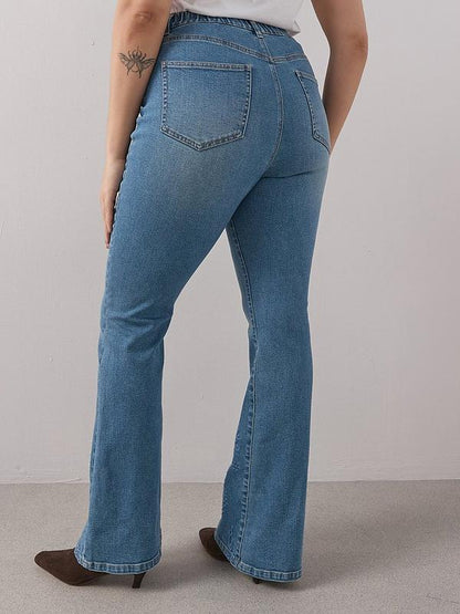 Curve Embroidered Hem Stretch Kickflare Jean