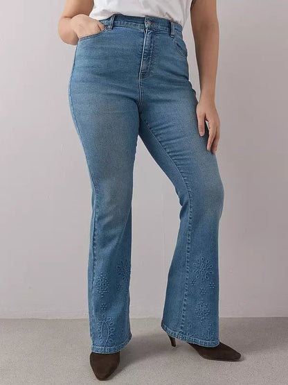 Curve Embroidered Hem Stretch Kickflare Jean