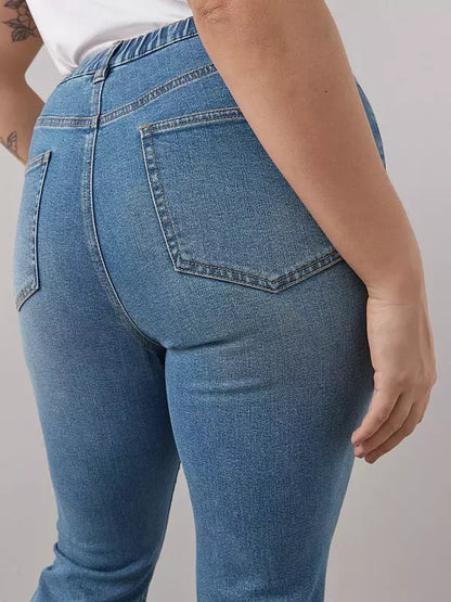 Curve Embroidered Hem Stretch Kickflare Jean
