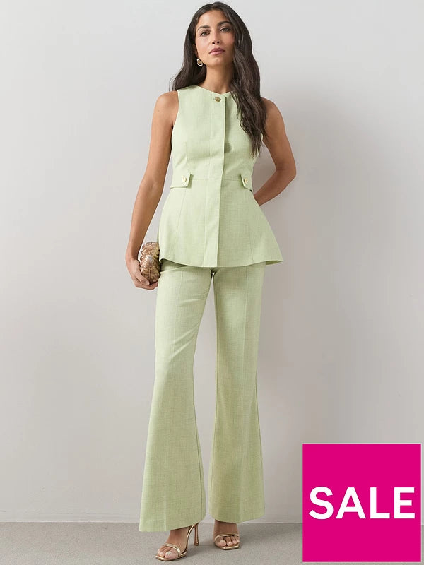 Crosshatch Co-ord Flare Trouser Green