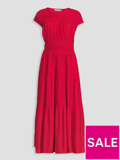 Gathered Detail Cinched Midaxi Dress