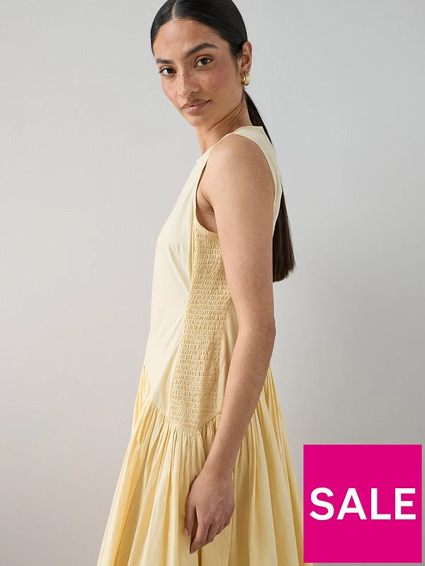 Shirred Panel Racer Volume Hem Midaxi Dress