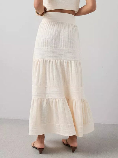 Textured Tiered Co-ord Maxi Skirt Cream