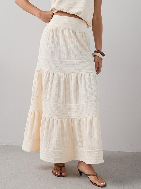 Textured Tiered Co-ord Maxi Skirt Cream