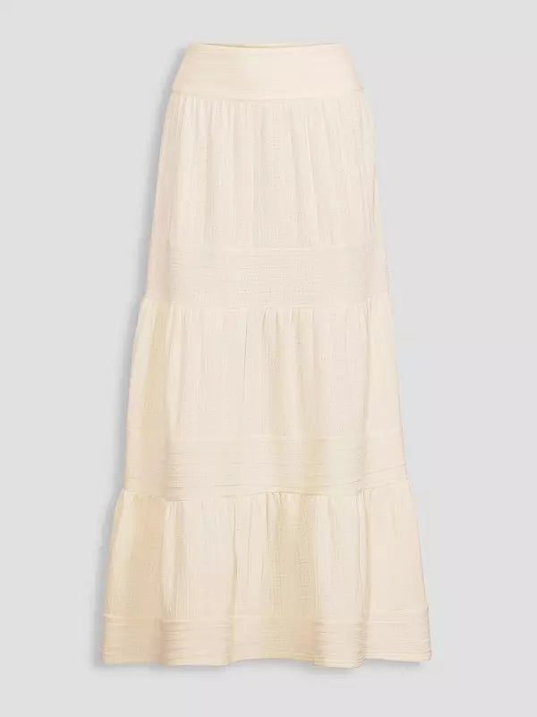 Textured Tiered Co-ord Maxi Skirt Cream