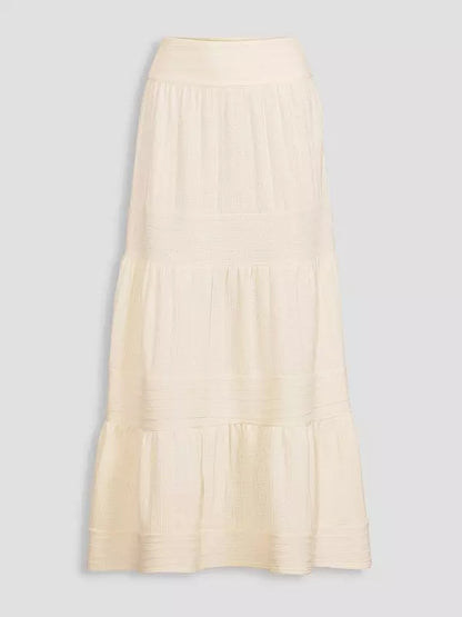 Textured Tiered Co-ord Maxi Skirt Cream