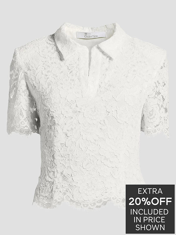 The Very Collection Lace Cropped Shirt - White