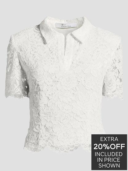 The Very Collection Lace Cropped Shirt - White