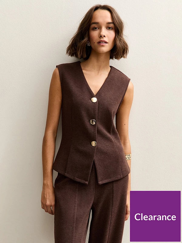 Dark Brown Soft Touch V-Neck Waistcoat