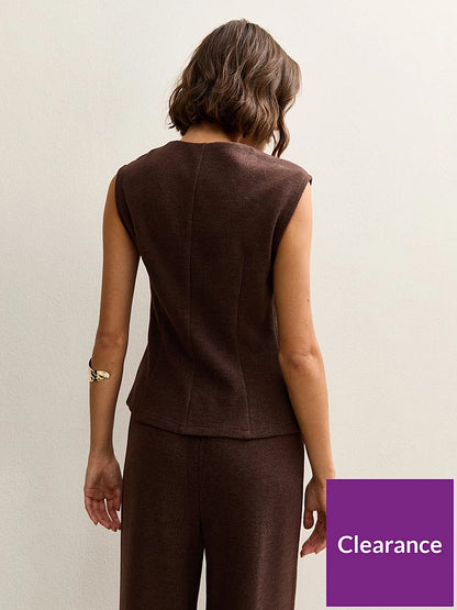 Dark Brown Soft Touch V-Neck Waistcoat