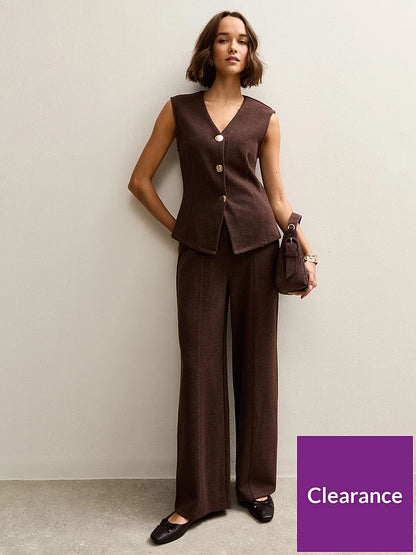 Dark Brown Soft Touch V-Neck Waistcoat