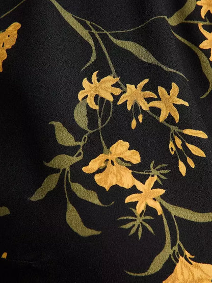 Botanical Crepe Smock Midi Dress