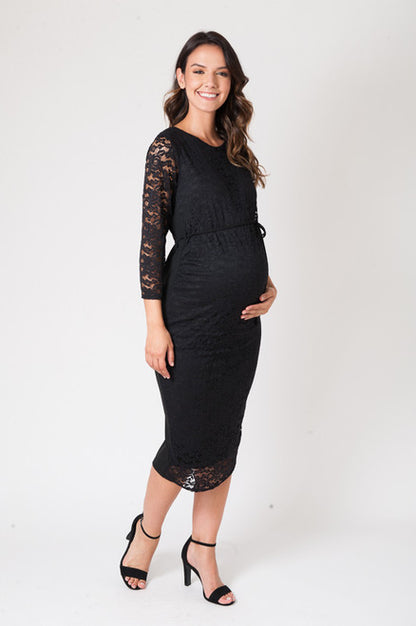 Maternity Black Lace Bodycon Dress