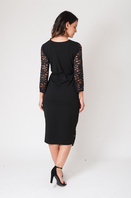 Maternity Black Lace Bodycon Dress