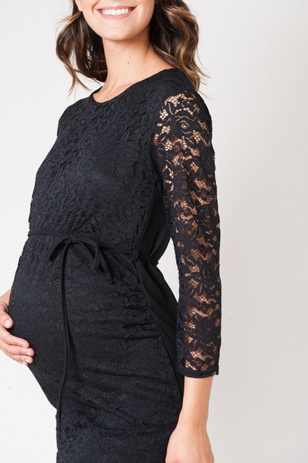 Maternity Black Lace Bodycon Dress