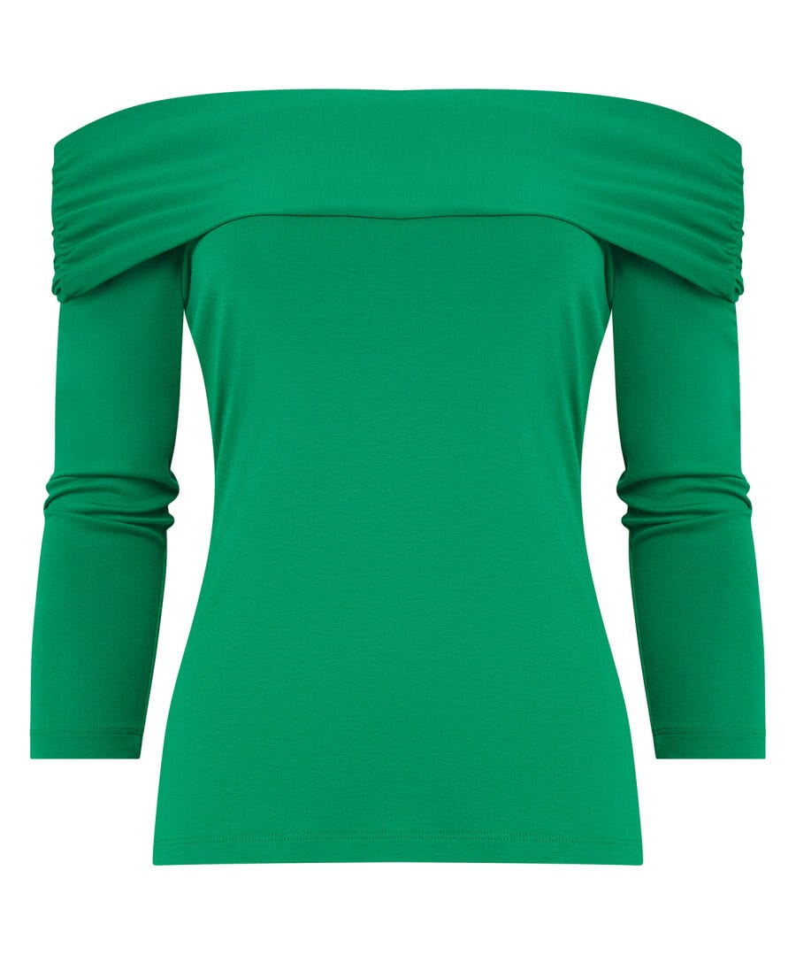Green Bardot Jersey Top