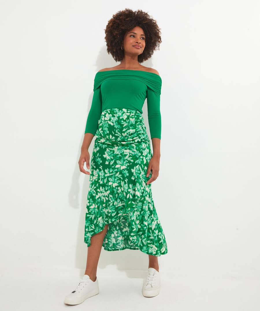 Green Bardot Jersey Top