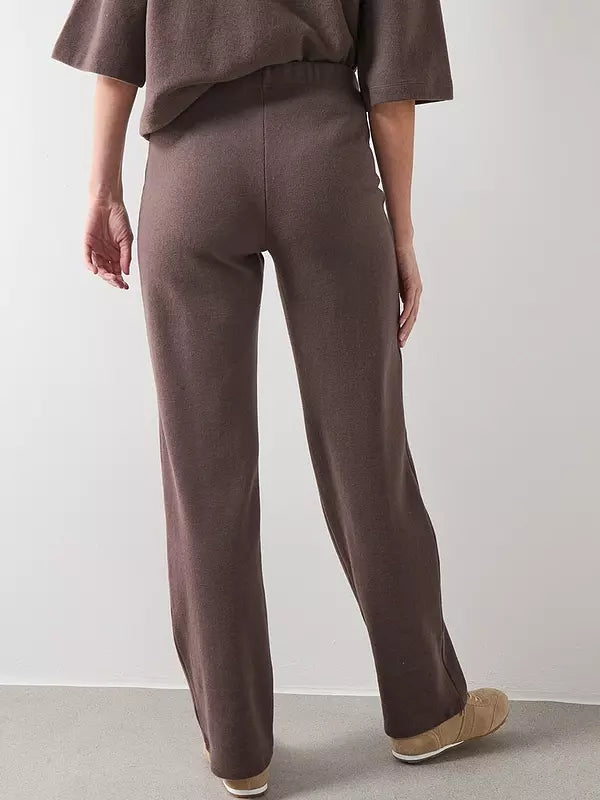 Seam Front Wide Leg Trousers Brown