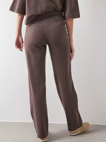 Seam Front Wide Leg Trousers Brown