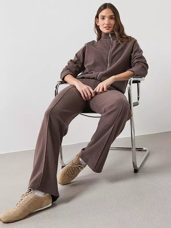 Seam Front Wide Leg Trousers Brown