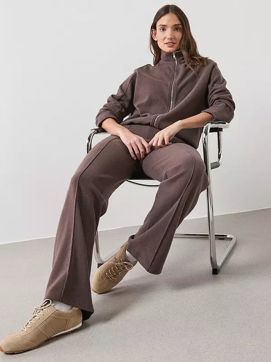Seam Front Wide Leg Trousers Brown