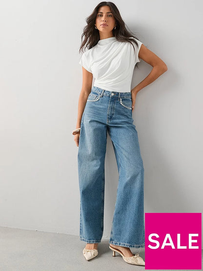 Draped Grown On Sleeve Top Cream