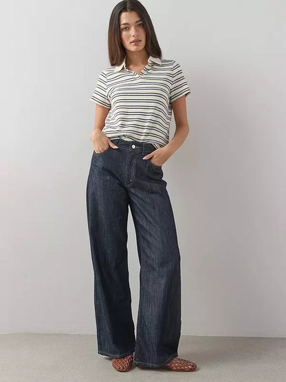 Denim Co-ord Wide Leg Jeans Dark Wash