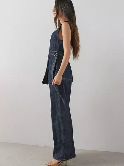 Denim Co-ord Wide Leg Jeans Dark Wash