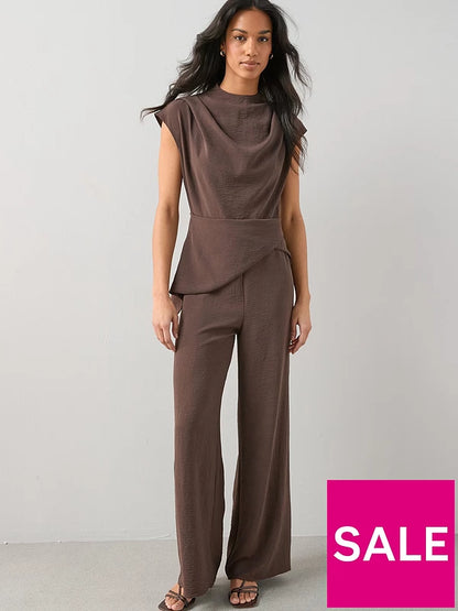 Drape Front Asymmetric Jumpsuit