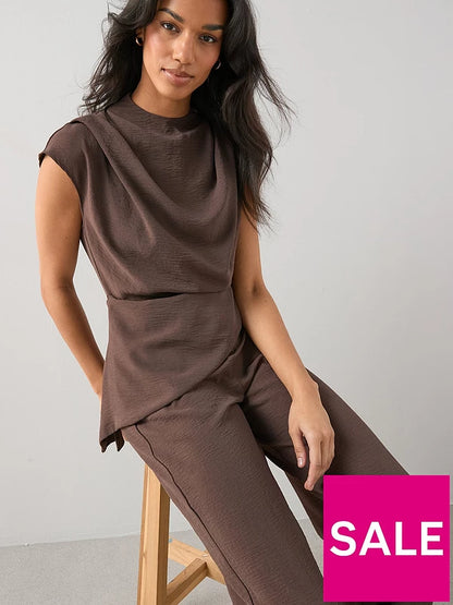Drape Front Asymmetric Jumpsuit