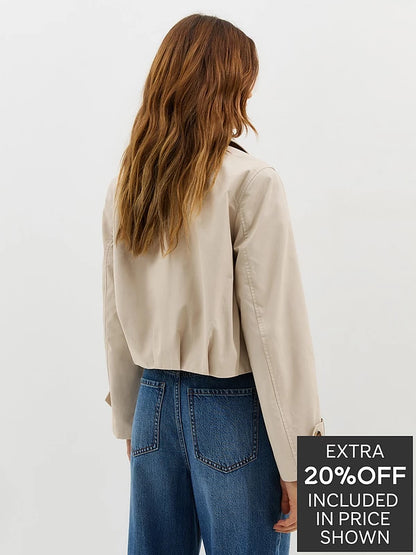 Cropped Trench Mac Jacket Stone