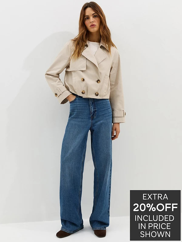 Cropped Trench Mac Jacket Stone