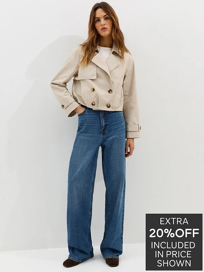 Cropped Trench Mac Jacket Stone