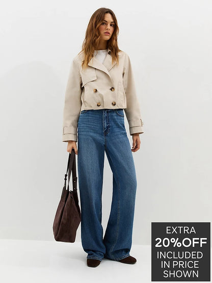 Cropped Trench Mac Jacket Stone