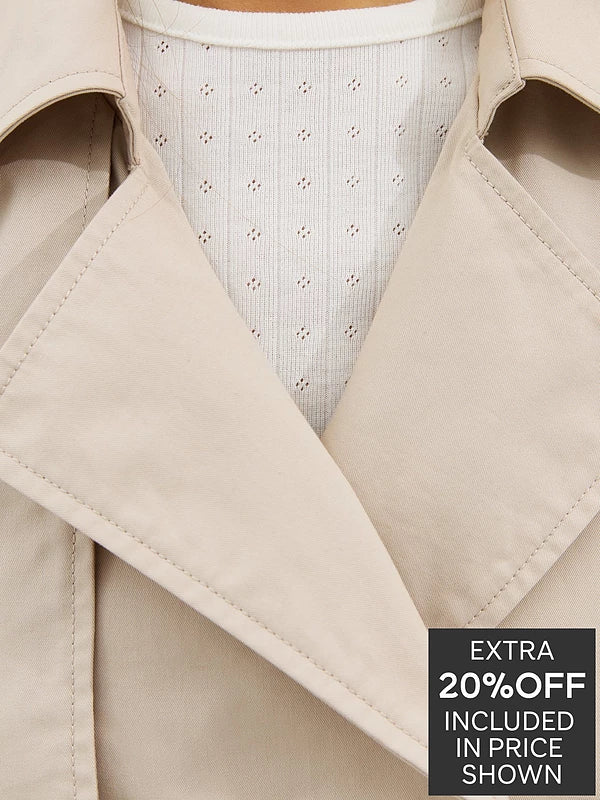 Cropped Trench Mac Jacket Stone