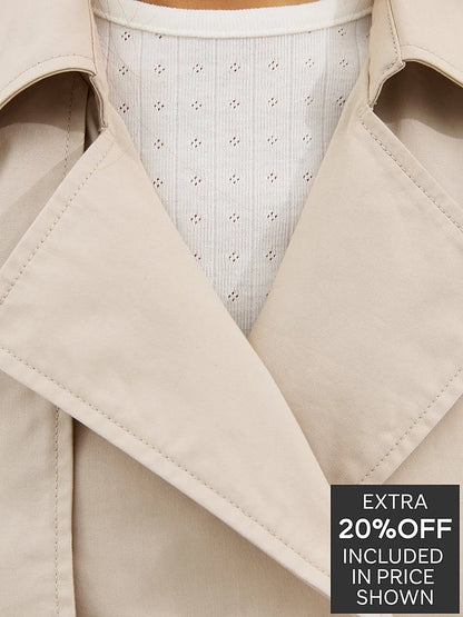 Cropped Trench Mac Jacket Stone
