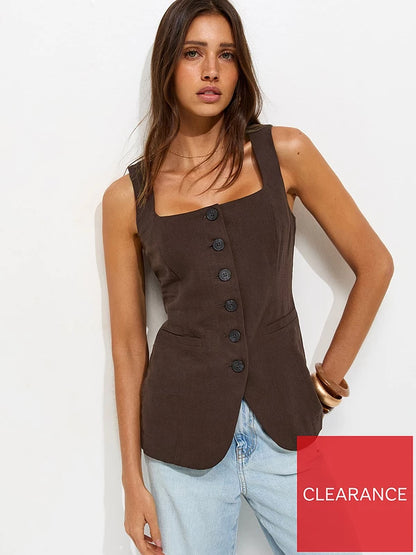 Linen Rich Thick Strap Waistcoat
