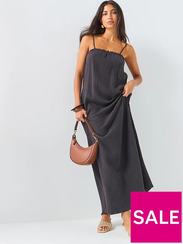 Cheesecloth maxi Dress Washed Black